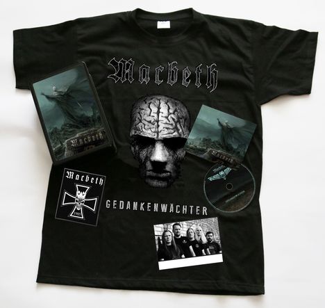 Macbeth: Gedankenwächter (Limited Boxset inkl. T-Shirt XL) (Metallbox), 1 CD, 1 T-Shirt und 1 Merchandise