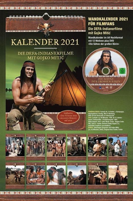 Gojko Mitic Kalender 2021 (inkl. DVD »Die Söhne der großen Bärin«), 1 DVD und 1 Kalender