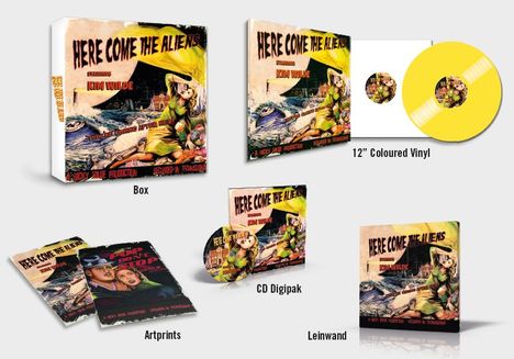 Kim Wilde: Here Come The Aliens (Limited Edition Boxset) (Yellow Vinyl), 1 LP, 1 CD und 1 Merchandise