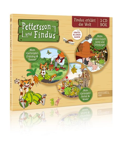 Pettersson und Findus - Findus erklärt die Welt (Hörspiel-Box mit Blumensamen), 3 CDs