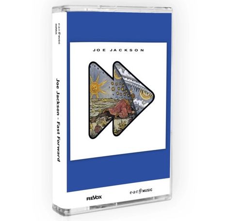 "JOE JACKSON" steht oben. Eine Illustration zeigt einen Mann, der an den Rand der Welt kriecht, um ins Universum zu schauen.