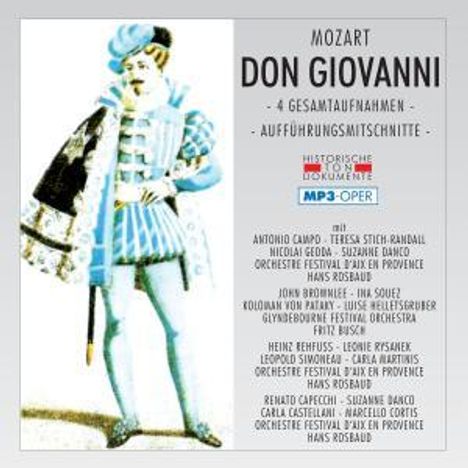 Wolfgang Amadeus Mozart (1756-1791): Don Giovanni (4 Gesamtaufnahmen im MP3-Format), 2 MP3-CDs