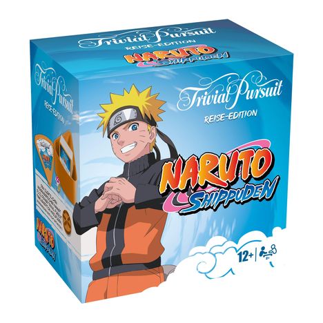 "Trivial Pursuit Reise-Edition Naruto Shippuden, 12+". Eine Illustration von Naruto, einem Anime-Charakter.