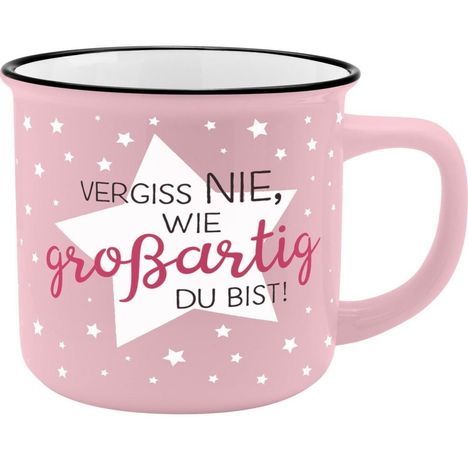 Gruss und Co 45774 Kaffee-Becher Großartig, New Bone China Porzellan, 35 cl, Diverse