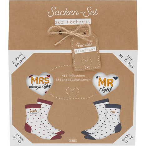 GRUSS &amp; CO Socken-Set Motiv "Mr right - Mrs always right", Diverse