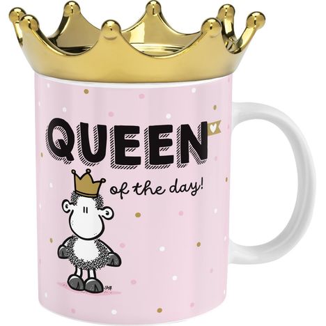 Sheepworld Tasse mit Kronendeckel Motiv "Queen of the day", Diverse