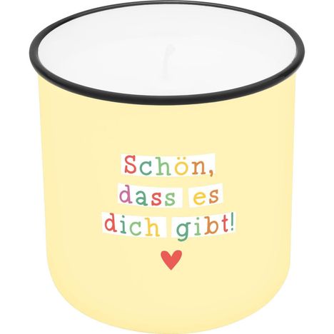 Lieblingskerze in Emailleoptik Motiv "Schön, dass es dich gibt", Diverse