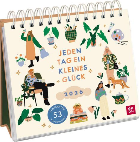 Postkartenkalender 2026: Jeden Tag ein kleines Glück, Kalender