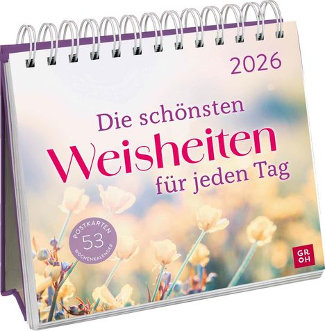 Postkartenkalender 2026: Die schönsten Weisheiten für jeden Tag, Kalender