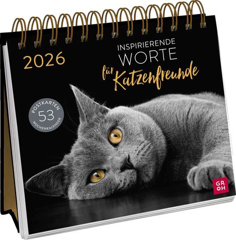 Postkartenkalender 2026: Inspirierende Worte für Katzenfreunde, Kalender