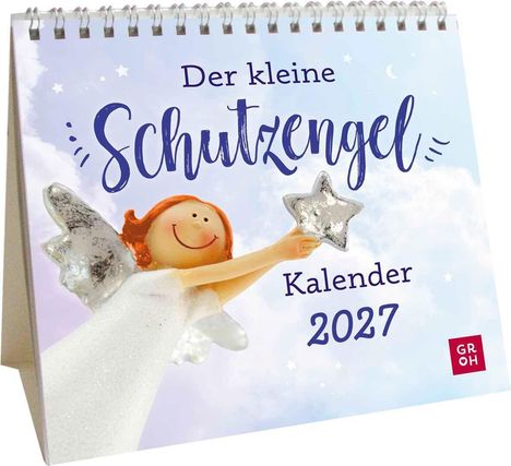 „Der kleine Schutzengel Kalender 2027.“ Oben illustriert ein lächelnder Engel mit einem Stern, himmlischer Hintergrund.