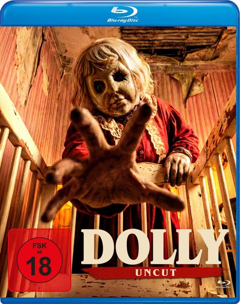 „Mama weiß es am besten“, „Dolly“, „Bald im Kino“. Eine gruselige Puppe in rotem Kleid streckt die Hand aus.