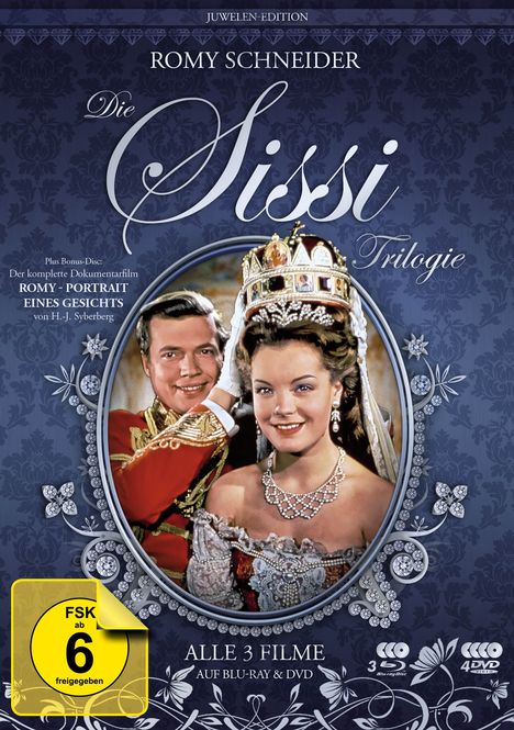 Sissi Trilogie (Juwelen Edition) (Blu-ray &amp; DVD), 3 Blu-ray Discs und 4 DVDs