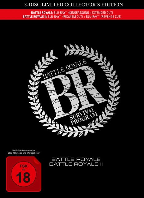 Battle Royale 1 &amp; 2 (Blu-ray im Mediabook), 3 Blu-ray Discs