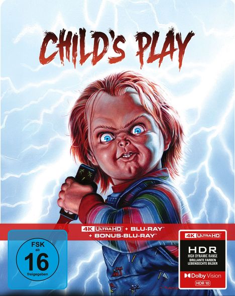 Chucky - Die Mörderpuppe (Ultra HD Blu-ray & Blu-ray im Steelbook), 1 Ultra HD Blu-ray und 2 Blu-ray Discs