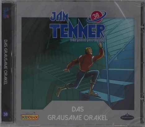„JAN TENNER Der neue Superheld“ und „Das grausame Orakel“. Illustration: Mann auf einer Treppe.