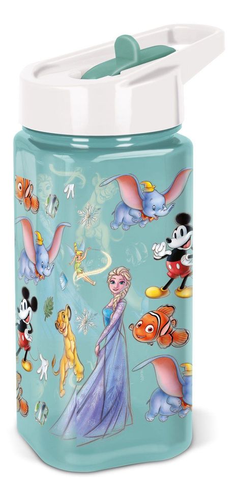 Disney 100 Trinkflasche mit Strohhalm eckig, Diverse