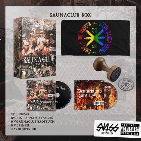 Swiss &amp; Die Andern: Saunaclub (Limited Boxset), 1 CD, 1 DVD und 2 Merchandise