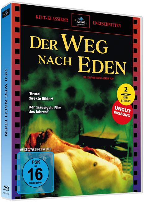 „Der Weg nach Eden“, 2 Disc Edition, Uncut, FSK 16. Illustration zeigt eine Person in einer bedrohlichen Szene.