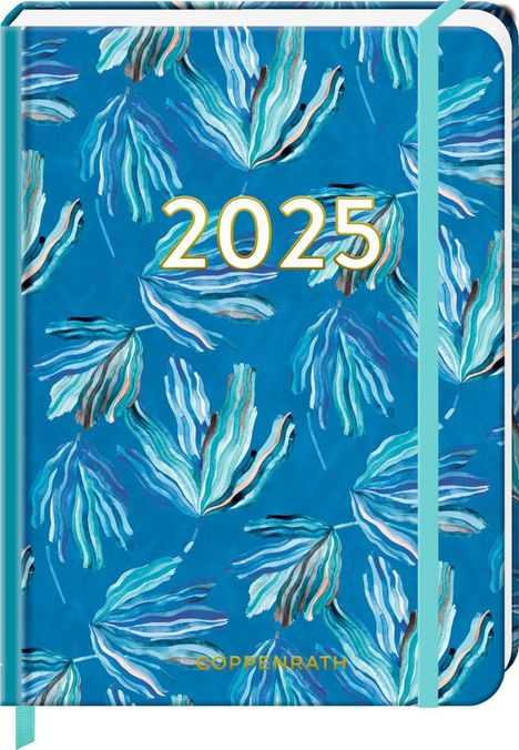 Kleiner Wochenkalender - Mein Jahr 2025 - Blätter blau, Kalender