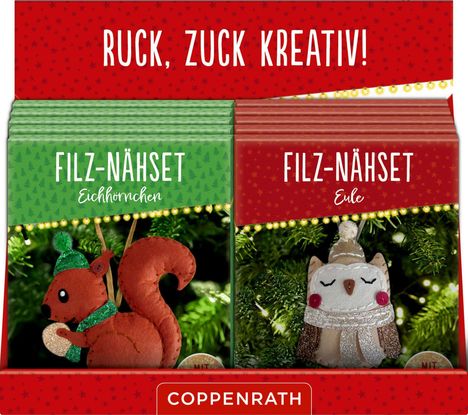 Filz-Nähsets Weihnachts-Anhänger Eule / Eichhörnchen, Diverse