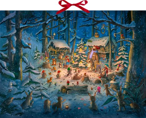 Wand-Adventskalender - Tierischer Chor im Winterwald, Kalender