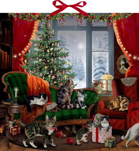 Wand-Adventskalender - Katzen am Fenster, Kalender