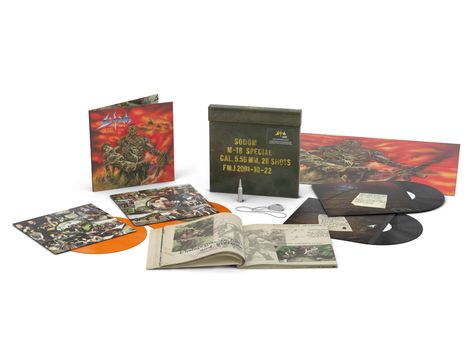 Sodom: M-16 (20th Anniversary Edition) (remastered) (Deluxe Box Set) (2x Orange Vinyl &amp; 2x Black Vinyl), 4 LPs, 1 Buch und 1 Merchandise