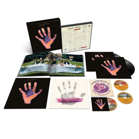 George Harrison (1943-2001): Living In The Material World (50th Anniversary Edition) (2024 Mix) (Limited Super Deluxe Boxset), 2 LPs, 2 CDs, 1 Single 7" und 1 Blu-ray Audio