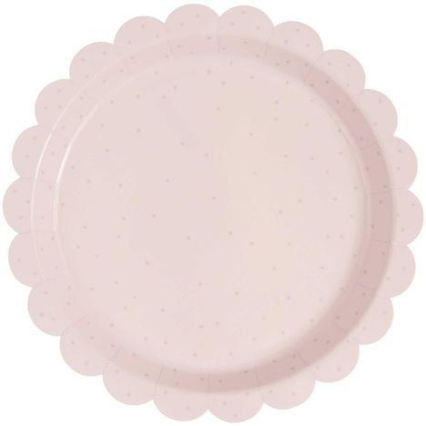 Pappteller Punkte, Puder Pink, FSC MIX, 8 Stk, 23 cm, 350 g/m², Diverse