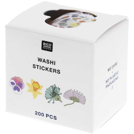 Washi Sticker Futschikato, Blumen FSC MIX, 200 Stk, 2x2 cm, Diverse