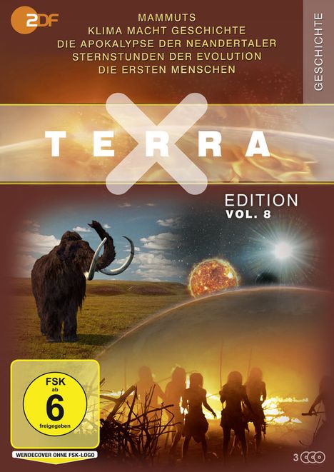 Terra X Vol. 8: Mammuts / Klima macht Geschichte / Die Apokalypse der Neandertaler / Sternstunden der Evolution / Die ersten Menschen, DVD