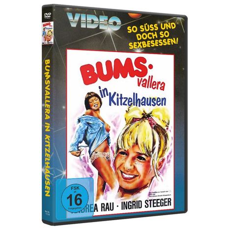 DVD-Hülle mit dem Text: "BUMS-vallera in Kitzelhausen". Illustration zweier lächelnder Frauen. FSK ab 16 freigegeben.