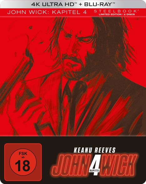 John Wick: Kapitel 4 (Ultra HD Blu-ray &amp; Blu-ray im Steelbook), 1 Ultra HD Blu-ray und 1 Blu-ray Disc