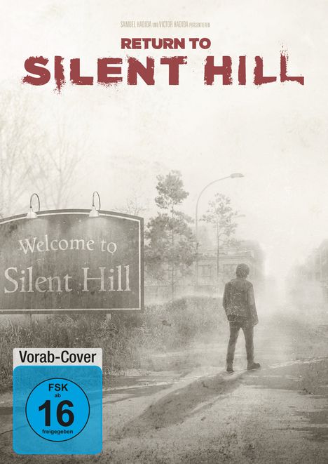 "Return to Silent Hill", "Welcome to Silent Hill", "Vorab-Cover", "FSK ab 16". Bewölkte Landschaft mit einer Person, die einen nebligen Weg hinuntergeht.