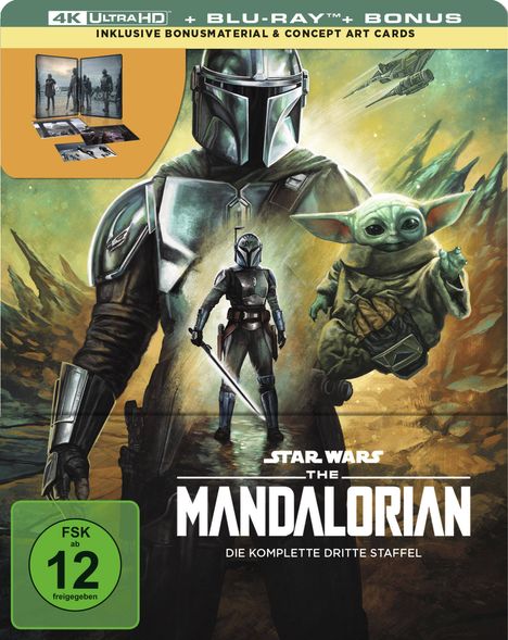 The Mandalorian Staffel 3 (Ultra HD Blu-ray &amp; Blu-ray im Steelbook), 2 Ultra HD Blu-rays und 2 Blu-ray Discs