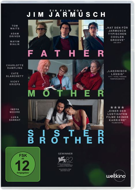 "Gewinner 82, Ein Film von Jim Jarmusch. Father Mother Sister Brother. Fotos von Personen in verschiedenen Szenen."