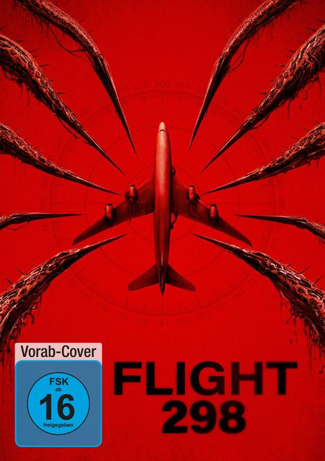 Text: "Vorab-Cover", "FSK ab 16 freigegeben", "FLIGHT 298". Illustration: Ein rotes Flugzeug umgeben von klauenartigen Formen.