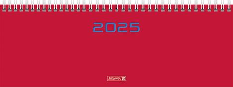 Brunnen 1077261015 Querterminbuch Modell 772 (2025)| 2 Seiten = 1 Woche| 297 × 105 mm| 112 Seiten| Karton-Einband| rot, Kalender