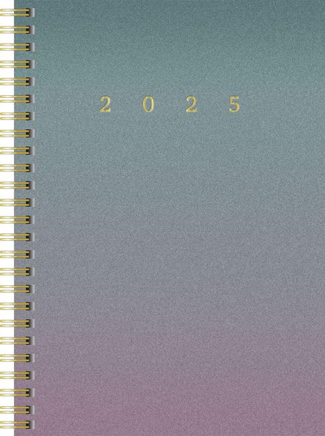 rido/idé 7021407015 Buchkalender Young Line (2025) "Colour Gradient"| 2 Seiten = 1 Woche| A5| 160 Seiten| Grafik-Einband| bunt, Buch