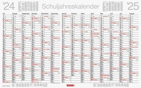 BRUNNEN Schuljahreskalender abwischbar (2024/2025), 1 Seite = 14 Monate, Buch