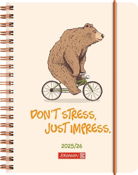 BRUNNEN Schülerkalender (2025/2026) "Bear", 2 Seiten = 1 Woche, A6, 208 Seiten, PP-Umschlag, mehrfarbig, Buch