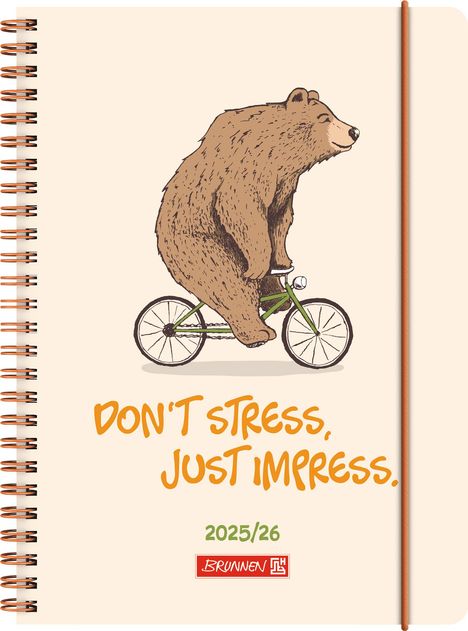 BRUNNEN Schülerkalender (2025/2026) "Bear", 2 Seiten = 1 Woche, A5, 208 Seiten, PP-Umschlag, mehrfarbig, Buch