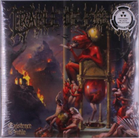 "Existence is Futile" steht unten links. Surreale Szenerie mit Dämonen, Feuer, Fantasy-Stil.