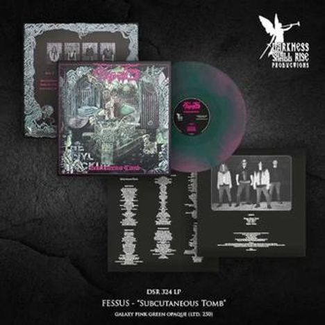 DSR 324 LP, Fessus - "Subcutaneous Tomb", Galaxy Pink-Green Opaque (Ltd. 320). Cover und Plattenhülle. Logo oben rechts.