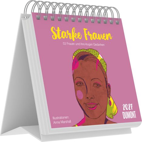 "Starke Frauen. 53 Frauen und ihre klugen Gedanken. Illustrationen: Anna Marshall. 2024 DUMONT. Zeichnung einer Frau."