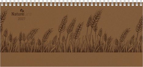 "NatureLine 2027" auf braunem Hintergrund. Illustration von Ähren im Vordergrund.