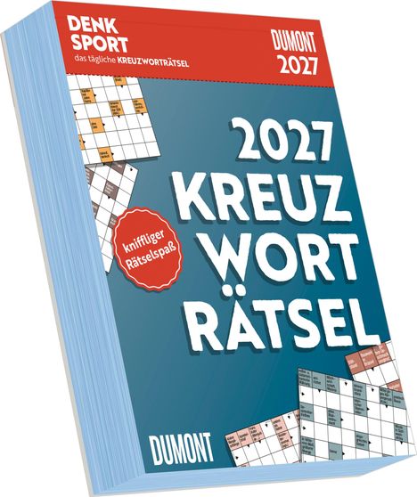 „2027 KREUZWORT RÄTSEL“, „DENKSPORT“, „kniffliger Rätselspaß“, „DUMONT 2027“. Buchcover mit Kreuzworträtselmotiven.