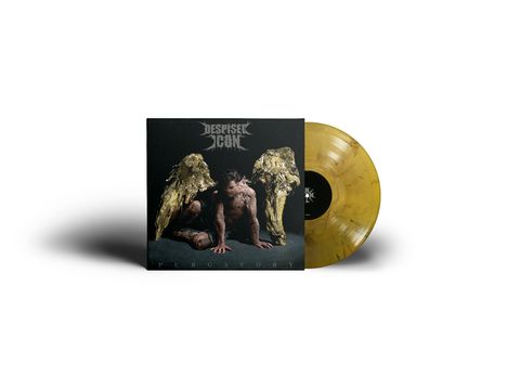 Texte: "DESPISED ICON", "PURGATORY". 

Illustration: Eine kniende Person mit goldenen Flügeln. Goldene Vinyl-Schallplatte daneben.