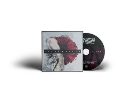 Text: "Feral Bloom", "when I devour your heartbeat", "we're not alone if cyclone", "no monsters of porcelain". 

Eine CD und Hülle mit einer roten Blume.